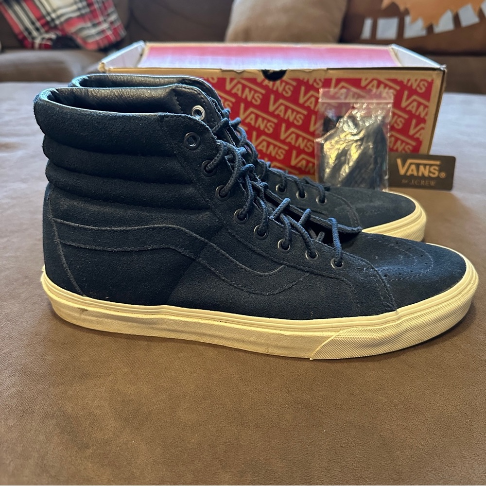 Vans Sk8 Hi Reissue X J Crew Indigo Suede Navy Blue High Top Skateboarding - Picture 3 of 9